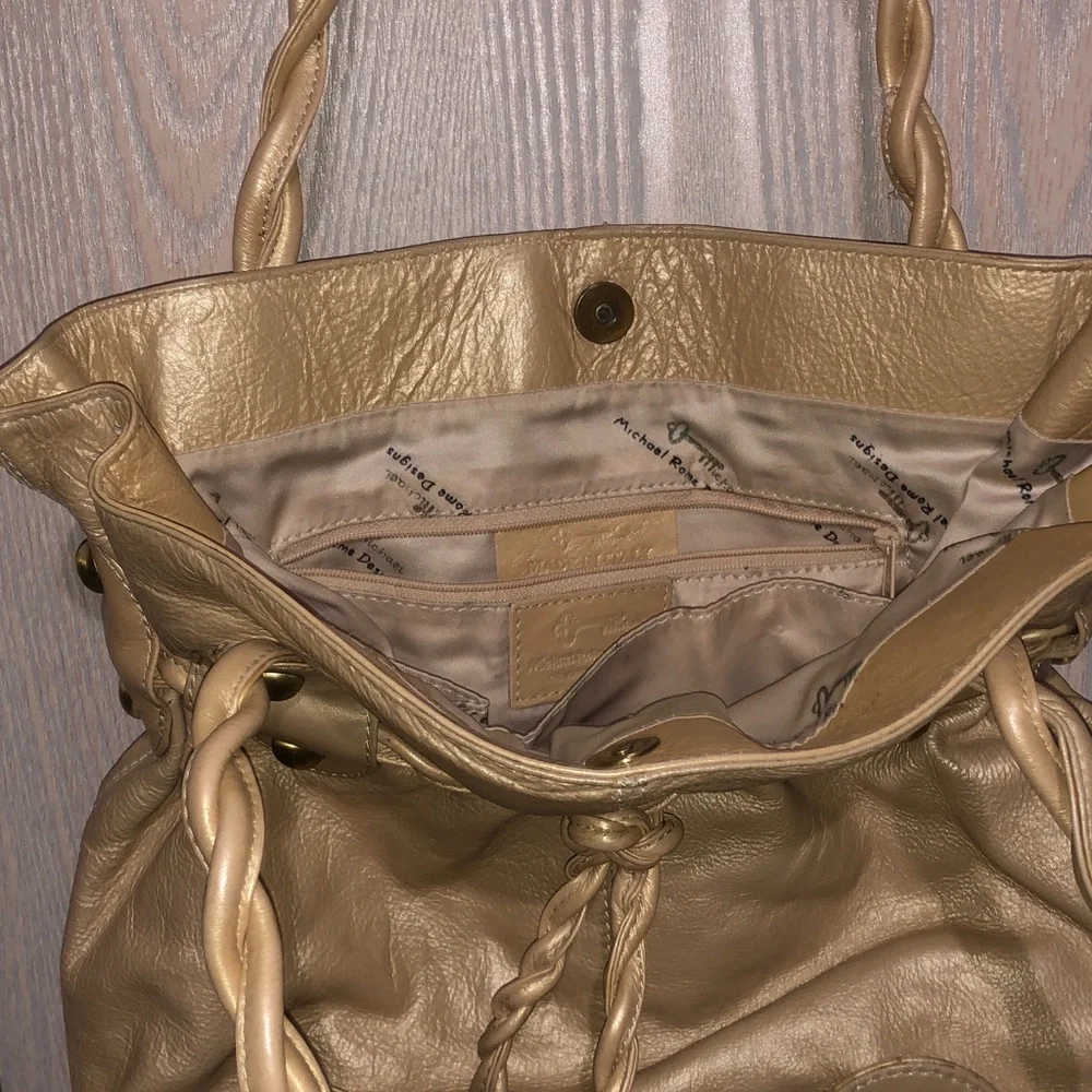 MUST GO PRICING Michael Rome Italian Leather Gold Snap Top Bag